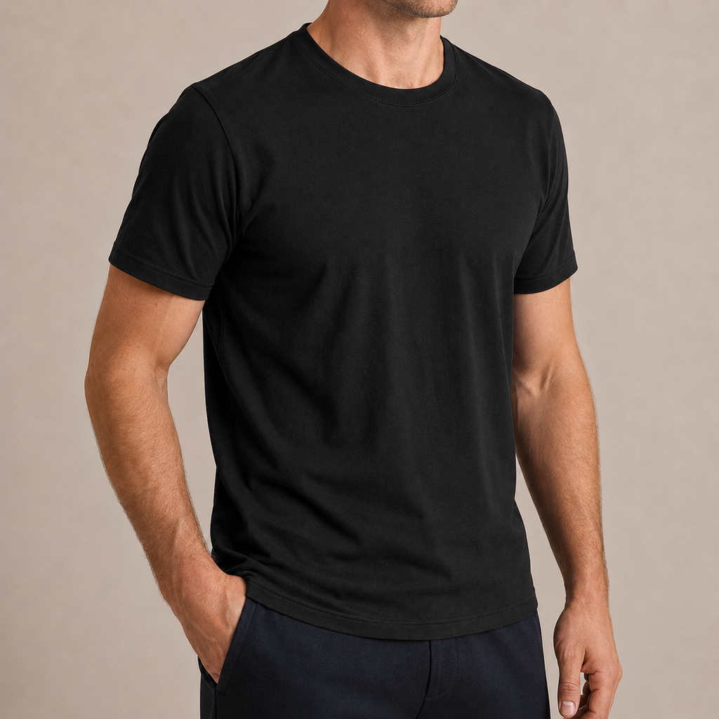 The Essential Tee - Unisex Black Crew Neck Cotton T-Shirt