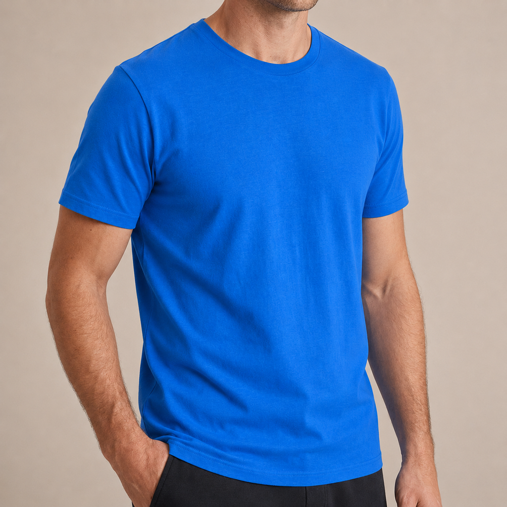 The Essential Tee - Unisex Blue Crew Neck Cotton T-Shirt