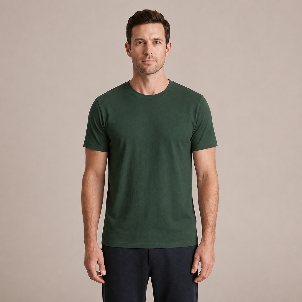 The Essential Tee - Unisex Forest Green Crew Neck Cotton T-Shirt