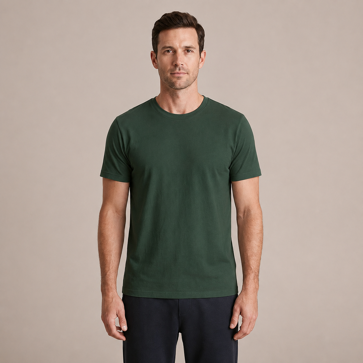 The Essential Tee - Unisex Forest Green Crew Neck Cotton T-Shirt