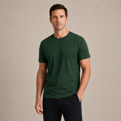 The Essential Tee - Unisex Forest Green Crew Neck Cotton T-Shirt