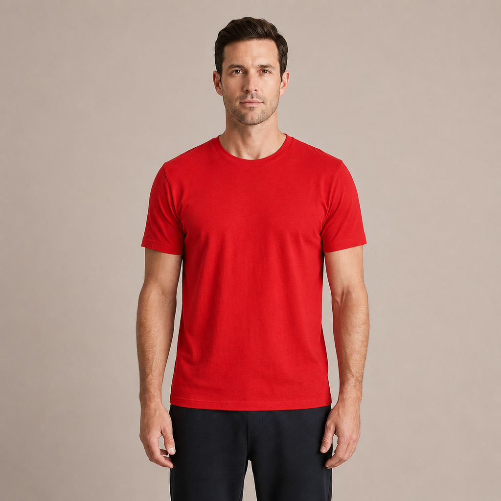 The Essential Tee - Unisex Red Crew Neck Cotton T-Shirt