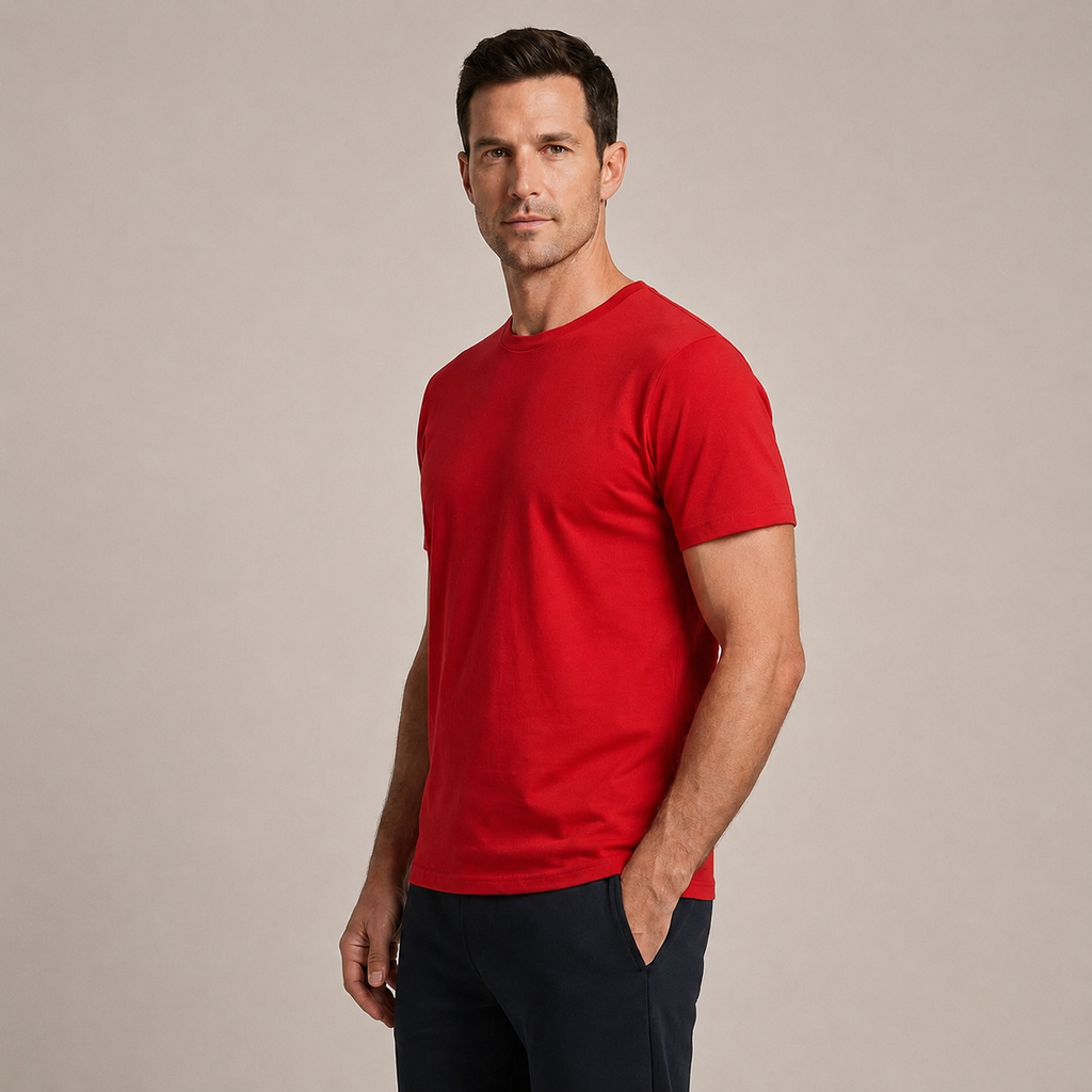 The Essential Tee - Unisex Red Crew Neck Cotton T-Shirt